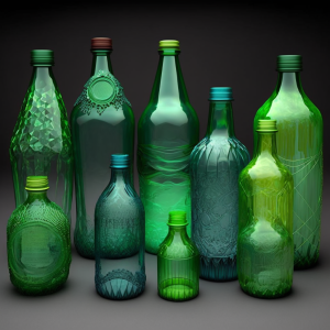 Maquinaria de reciclaje de vidrio transformando botellas en materiales reutilizables