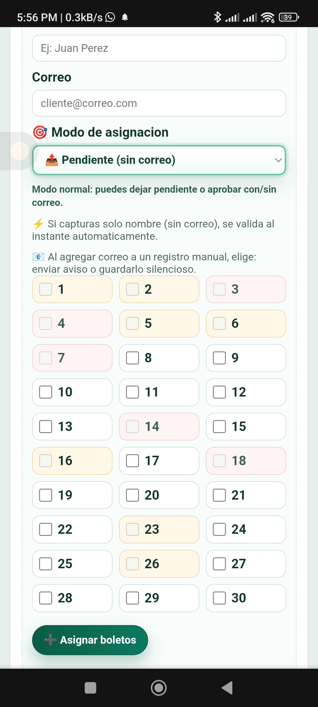 Edita tus boletos