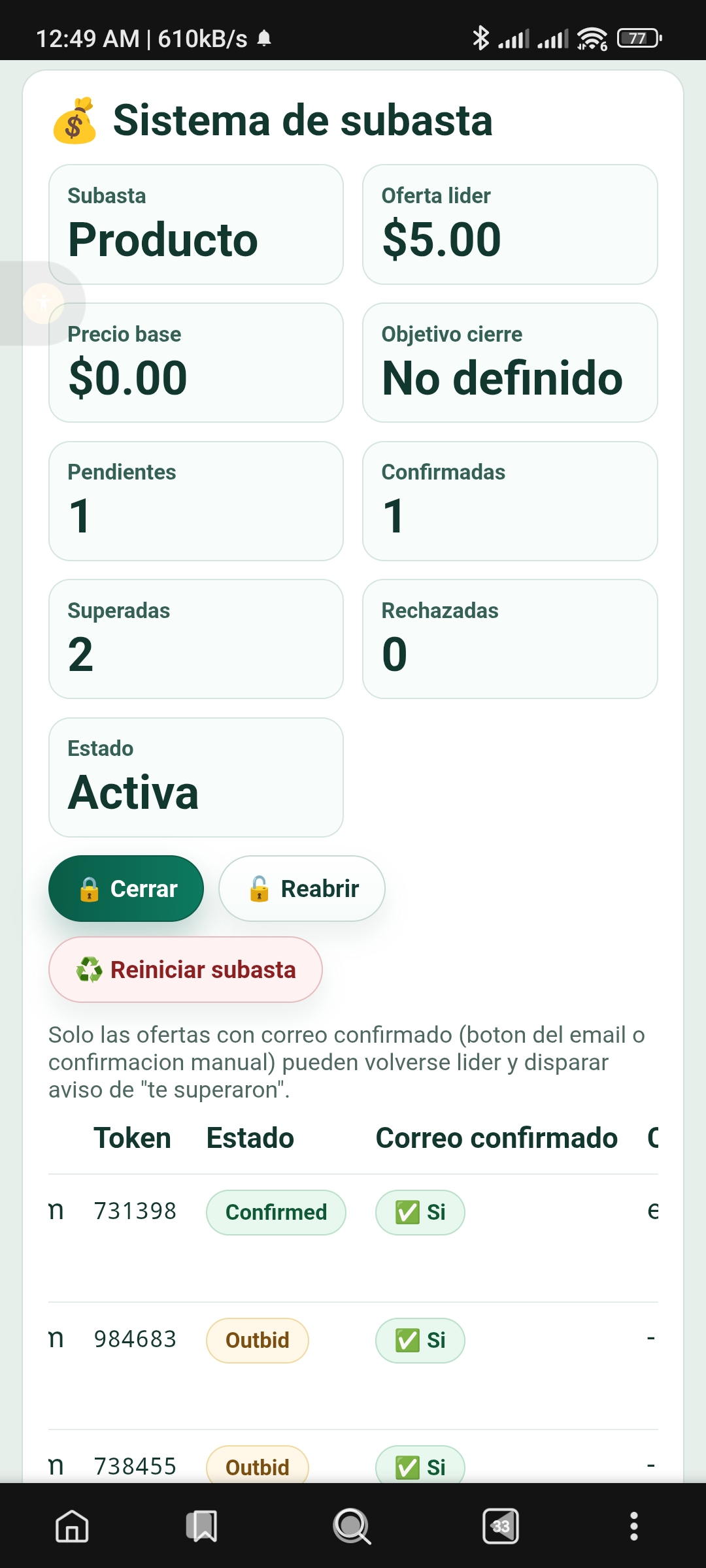 Edita tus subastas